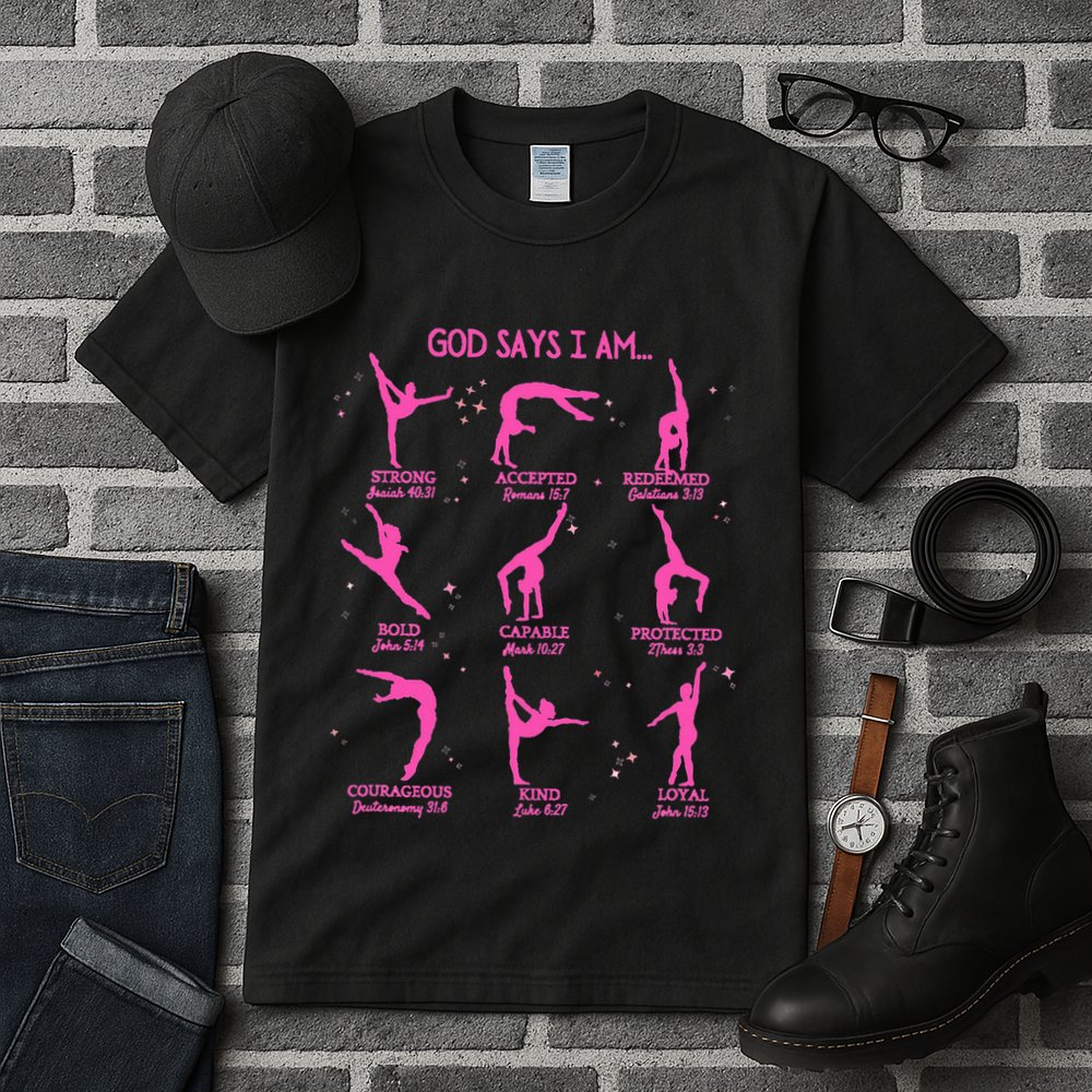 Gymnastics God Says I Am Bible Verse Gymnast Christian Jesus Tall T-Shirt