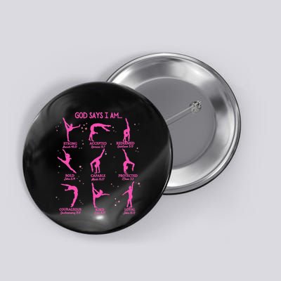 Gymnastics God Says I Am Bible Verse Gymnast Christian Jesus Button