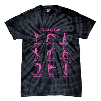 Gymnastics God Says I Am Bible Verse Gymnast Christian Jesus Tie-Dye T-Shirt