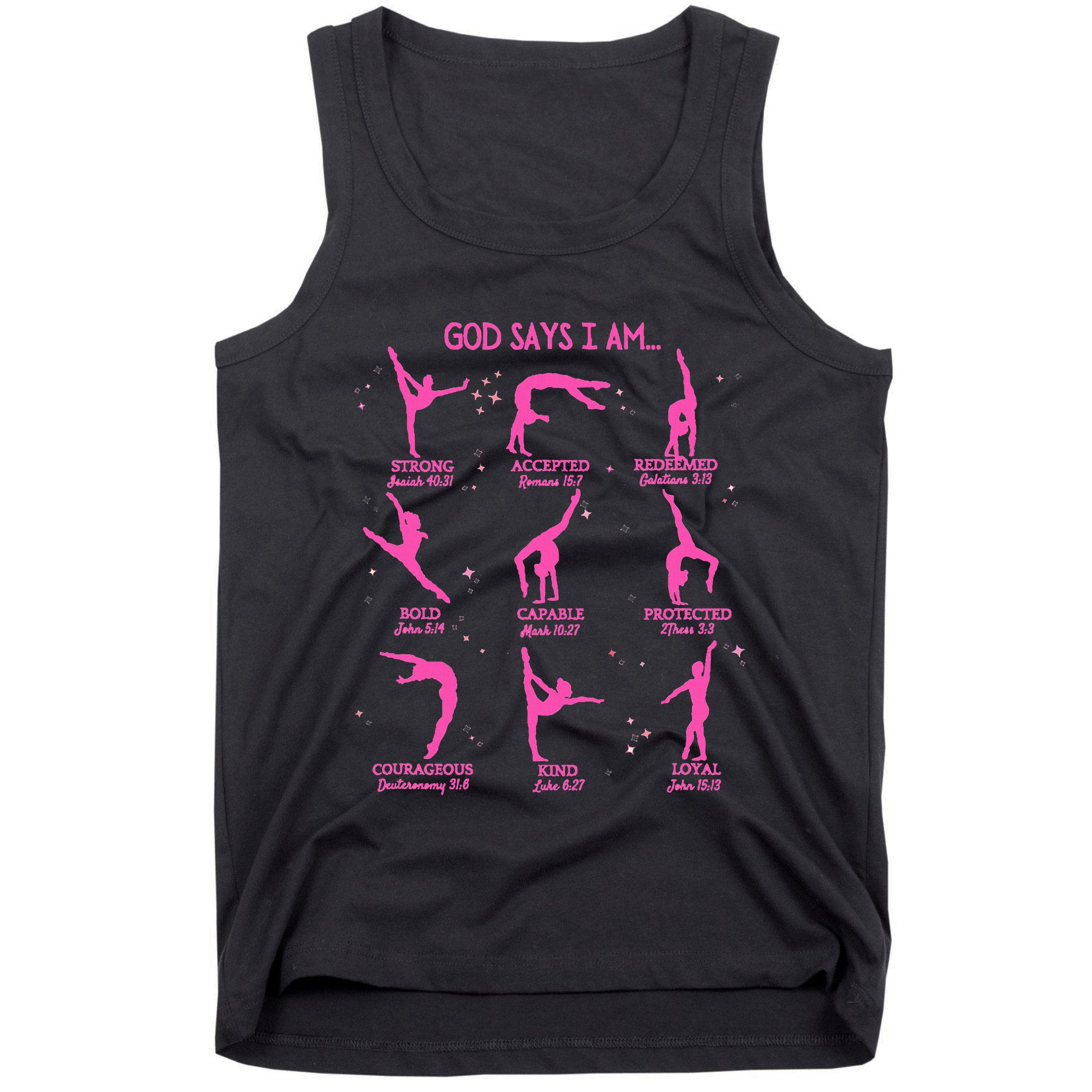 Gymnastics God Says I Am Bible Verse Gymnast Christian Jesus Tank Top