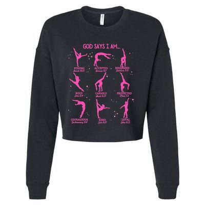 Gymnastics God Says I Am Bible Verse Gymnast Christian Jesus Cropped Pullover Crew