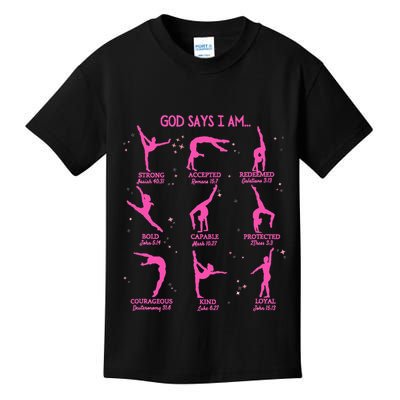 Gymnastics God Says I Am Bible Verse Gymnast Christian Jesus Kids T-Shirt