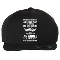 Grandpa God Sent Me My Grandson Granddaughter Wool Snapback Cap