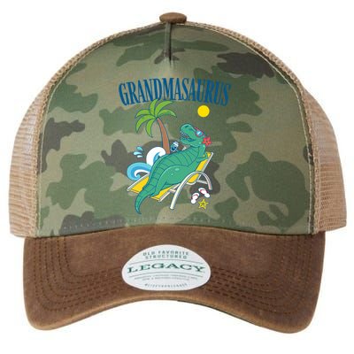 Grandmasaurus Grandma Saurus Dinosaur Family Vacation Beach Great Gift Legacy Tie Dye Trucker Hat