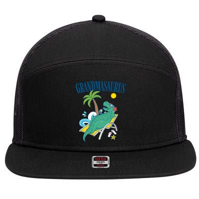 Grandmasaurus Grandma Saurus Dinosaur Family Vacation Beach Great Gift 7 Panel Mesh Trucker Snapback Hat