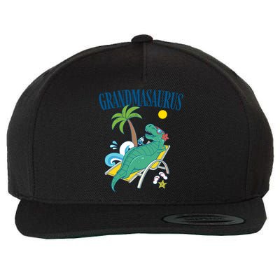 Grandmasaurus Grandma Saurus Dinosaur Family Vacation Beach Great Gift Wool Snapback Cap