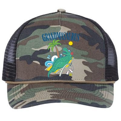 Grandmasaurus Grandma Saurus Dinosaur Family Vacation Beach Great Gift Retro Rope Trucker Hat Cap