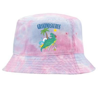 Grandmasaurus Grandma Saurus Dinosaur Family Vacation Beach Great Gift Tie-Dyed Bucket Hat