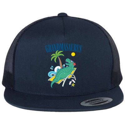 Grandmasaurus Grandma Saurus Dinosaur Family Vacation Beach Great Gift Flat Bill Trucker Hat