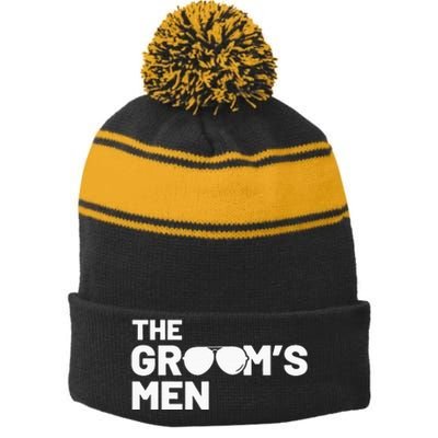 Groomsmen Groom Squat Men Bachelor Supplies Party Wedding Stripe Pom Pom Beanie