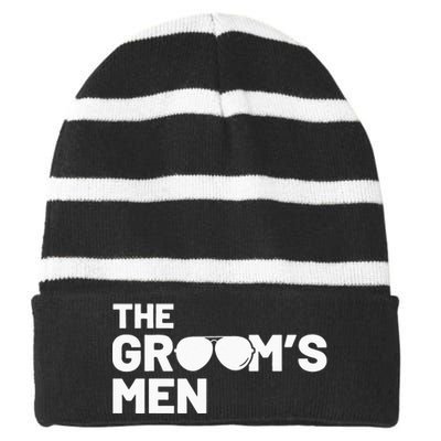 Groomsmen Groom Squat Men Bachelor Supplies Party Wedding Striped Beanie with Solid Band