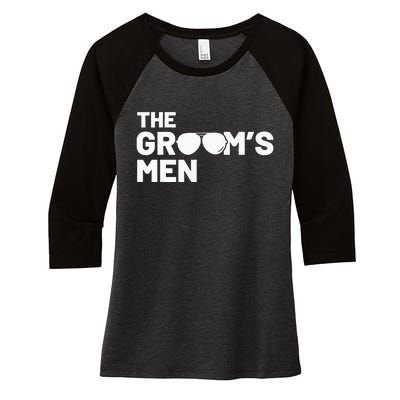 Groomsmen Groom Squat Men Bachelor Supplies Party Wedding Women's Tri-Blend 3/4-Sleeve Raglan Shirt