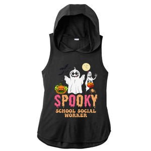 Groovy Ghost Spooky Retro School Social Worker Halloween Ladies PosiCharge Tri-Blend Wicking Draft Hoodie Tank