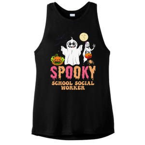 Groovy Ghost Spooky Retro School Social Worker Halloween Ladies PosiCharge Tri-Blend Wicking Tank