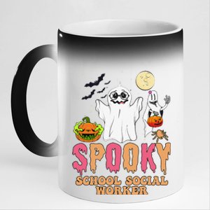 Groovy Ghost Spooky Retro School Social Worker Halloween 11oz Black Color Changing Mug