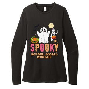 Groovy Ghost Spooky Retro School Social Worker Halloween Womens CVC Long Sleeve Shirt