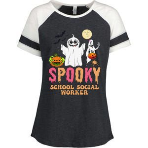 Groovy Ghost Spooky Retro School Social Worker Halloween Enza Ladies Jersey Colorblock Tee