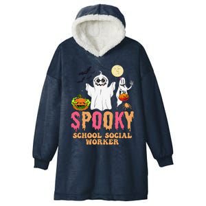 Groovy Ghost Spooky Retro School Social Worker Halloween Hooded Wearable Blanket