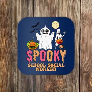 Groovy Ghost Spooky Retro School Social Worker Halloween Coaster