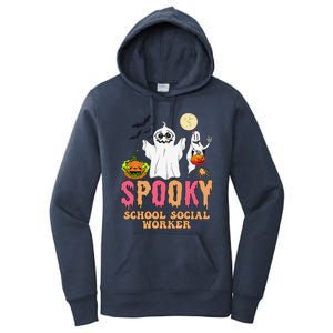 Groovy Ghost Spooky Retro School Social Worker Halloween Women's Pullover Hoodie