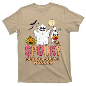 Groovy Ghost Spooky Retro School Social Worker Halloween T-Shirt