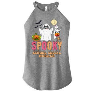 Groovy Ghost Spooky Retro School Social Worker Halloween Women's Perfect Tri Rocker Tank