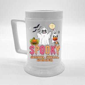 Groovy Ghost Spooky Retro School Social Worker Halloween Beer Stein