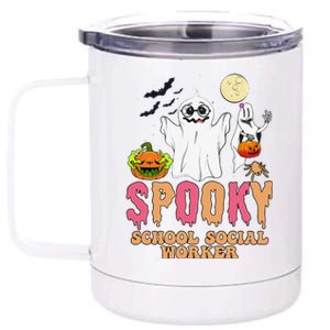 Groovy Ghost Spooky Retro School Social Worker Halloween 12 oz Stainless Steel Tumbler Cup