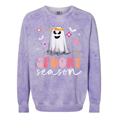 Groovy Ghost Spooky Season Retro Halloween Hippie Colorblast Crewneck Sweatshirt