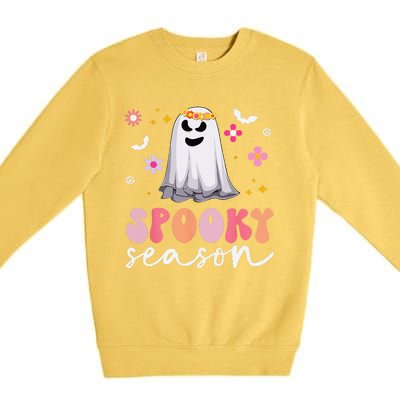 Groovy Ghost Spooky Season Retro Halloween Hippie Premium Crewneck Sweatshirt