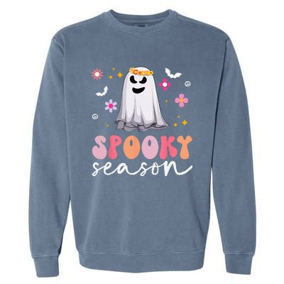 Groovy Ghost Spooky Season Retro Halloween Hippie Garment-Dyed Sweatshirt