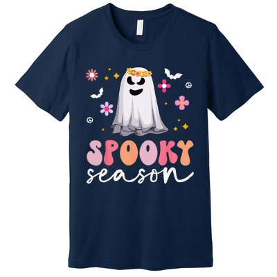 Groovy Ghost Spooky Season Retro Halloween Hippie Premium T-Shirt