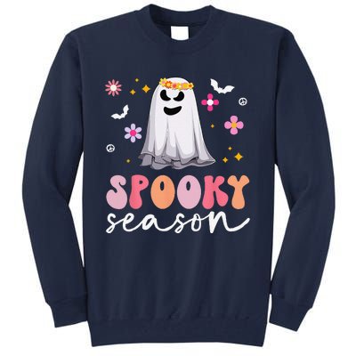 Groovy Ghost Spooky Season Retro Halloween Hippie Tall Sweatshirt