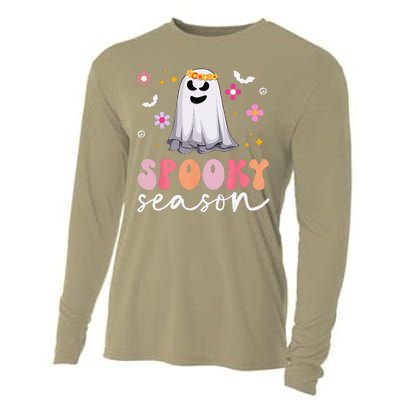 Groovy Ghost Spooky Season Retro Halloween Hippie Cooling Performance Long Sleeve Crew