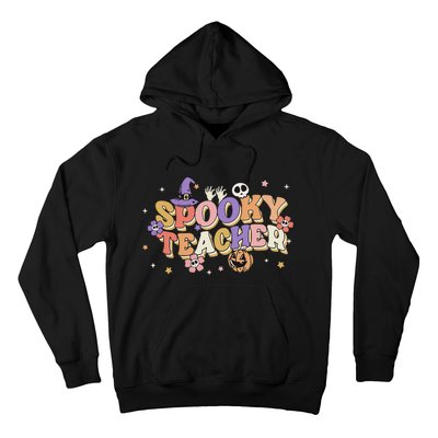 Groovy Ghost Spooky Teacher Retro Hippie Halloween Teach Hoodie