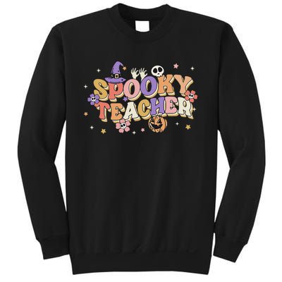 Groovy Ghost Spooky Teacher Retro Hippie Halloween Teach Sweatshirt