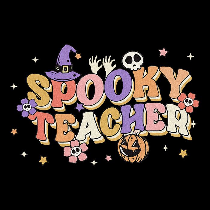 Groovy Ghost Spooky Teacher Retro Hippie Halloween Teach 7-Panel Snapback Hat