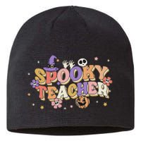 Groovy Ghost Spooky Teacher Retro Hippie Halloween Teach Sustainable Beanie