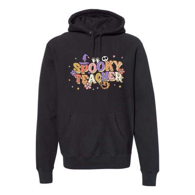 Groovy Ghost Spooky Teacher Retro Hippie Halloween Teach Premium Hoodie