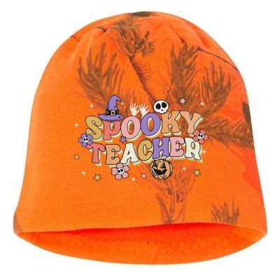 Groovy Ghost Spooky Teacher Retro Hippie Halloween Teach Kati - Camo Knit Beanie