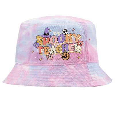 Groovy Ghost Spooky Teacher Retro Hippie Halloween Teach Tie-Dyed Bucket Hat