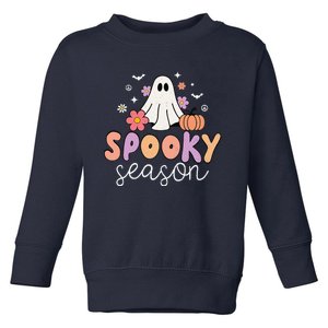 Groovy Ghost Spooky Season Retro Halloween Ghost Toddler Sweatshirt