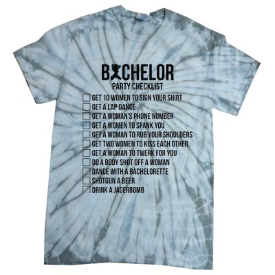 Groomsmen Groom Squat Men Bachelor Supplies Party Checklist Tie-Dye T-Shirt