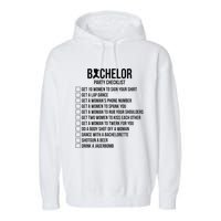 Groomsmen Groom Squat Men Bachelor Supplies Party Checklist Garment-Dyed Fleece Hoodie