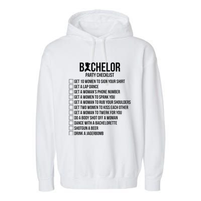 Groomsmen Groom Squat Men Bachelor Supplies Party Checklist Garment-Dyed Fleece Hoodie