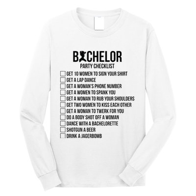 Groomsmen Groom Squat Men Bachelor Supplies Party Checklist Long Sleeve Shirt