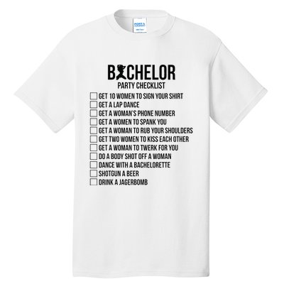 Groomsmen Groom Squat Men Bachelor Supplies Party Checklist Tall T-Shirt