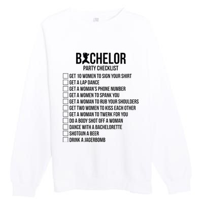 Groomsmen Groom Squat Men Bachelor Supplies Party Checklist Premium Crewneck Sweatshirt