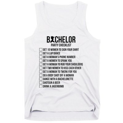 Groomsmen Groom Squat Men Bachelor Supplies Party Checklist Tank Top