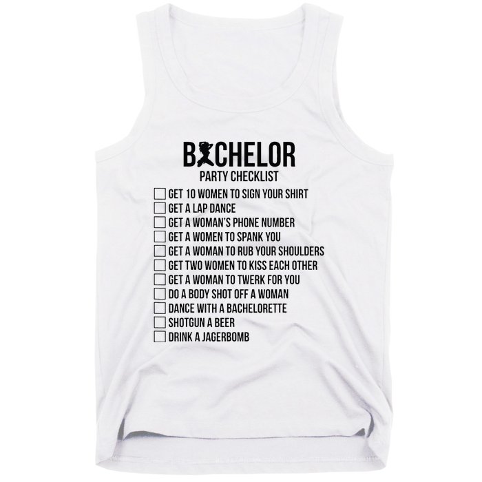 Groomsmen Groom Squat Men Bachelor Supplies Party Checklist Tank Top